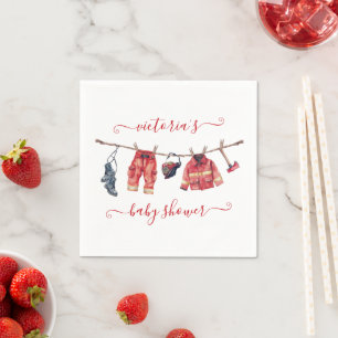 Little Firefighter Baby Shower Clothesline Napkin