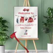 Little Firefighter Baby Shower Welcome sign