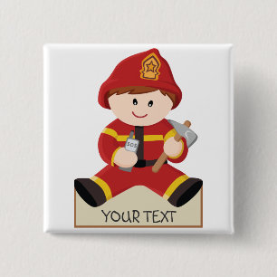 little firefighter fireman 15 cm square badge