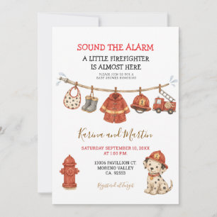Little Firefighter on the Way Baby Shower Invitation