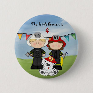Little Fireman Birthday - Customise 6 Cm Round Badge