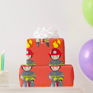 Little Fireman Hero Putting Out Fire Wrapping Paper
