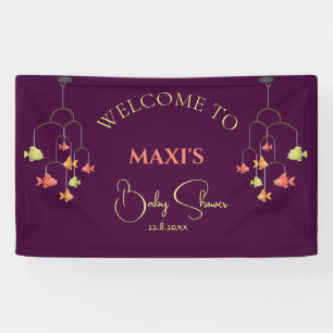 Little Fish Crimson Red Baby Shower Welcome Banner