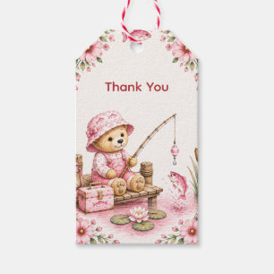 Little Fisher Girl Baby Shower Teddy Bear Gift Tags