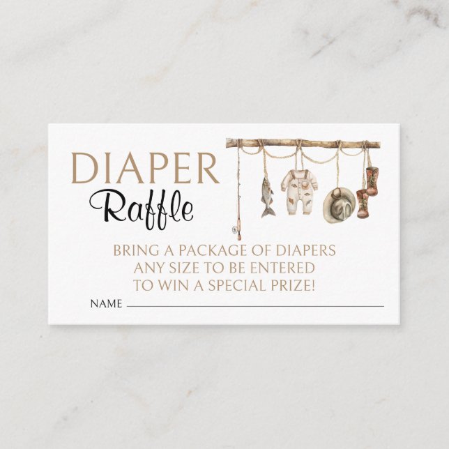 Little Fisherman Baby Shower Diaper Raffle Enclosure Card (Front)