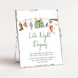 Little Fisherman Baby Shower Late Night Diapers Poster