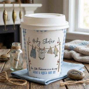 Little Fisherman Blue Gingham Fishing Boy Paper Cups