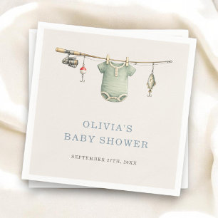 Little Fisherman Clothesline Baby Shower Party Napkin