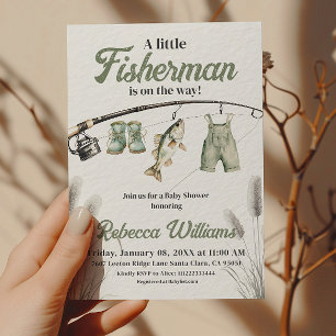 Little Fisherman Clothesline Fishing Baby Shower Invitation