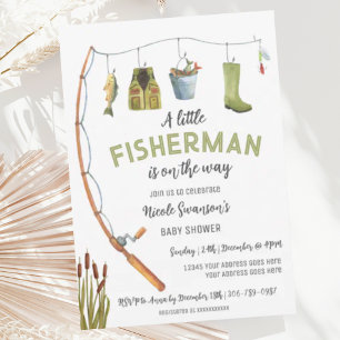 Little Fisherman Fishing Baby Shower Invitation