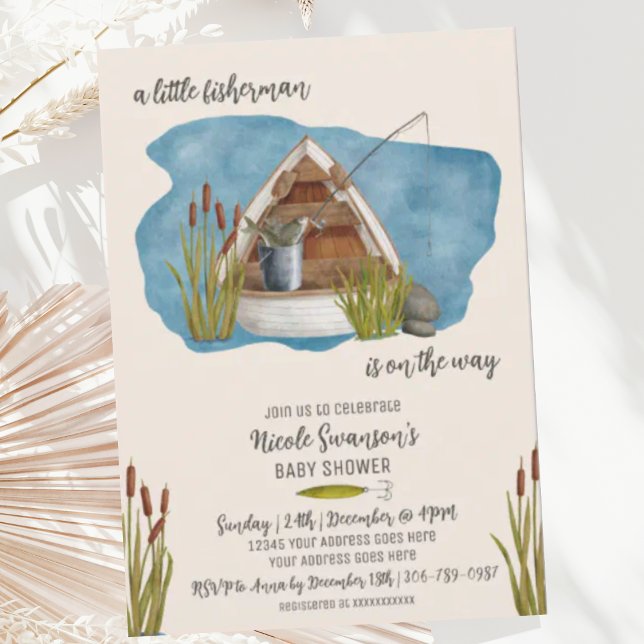 Little Fisherman Fishing Baby Shower Invitation (Creator Uploaded)