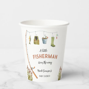 Little Fisherman Fishing Baby Shower Paper Cups