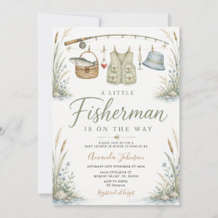 Little Fisherman on the Way Fishing Baby Shower Invitation