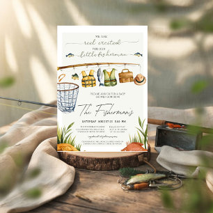 Little Fisherman Rustic Boy Baby Shower  Invitation