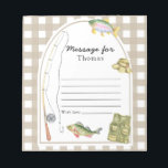 Little Fisherman Time Capsule Message Notepad<br><div class="desc">Watercolor fishing rod,  fish,  fisherman's panama hat with hook and spinner,  fishing vest. Brown cage.</div>