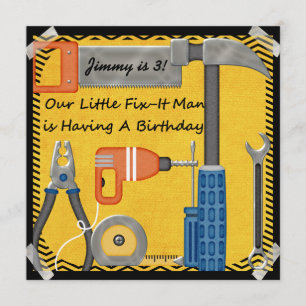 Little Fix-It Man Custom Birthday Invitations