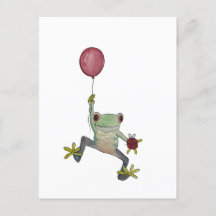 little floating frog postcard