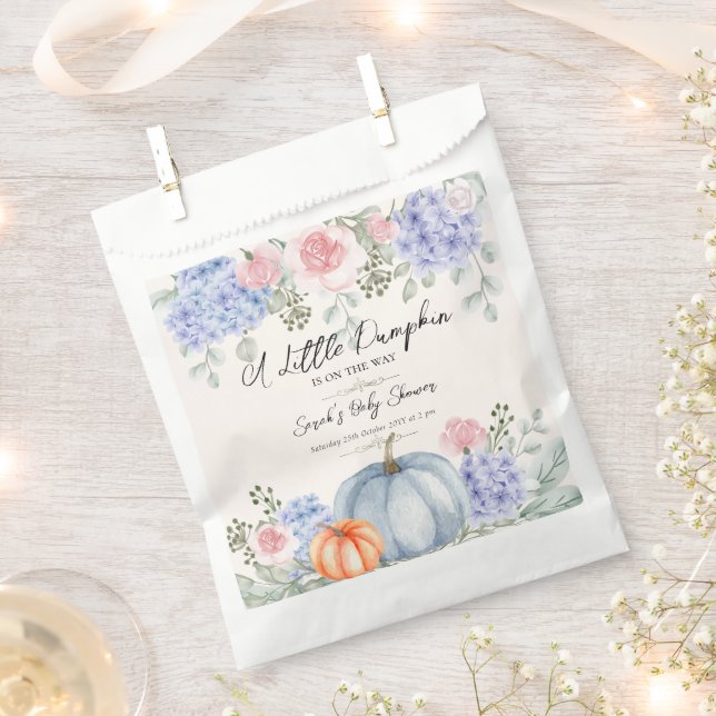 Little Floral Pumpkin Halloween Fall Baby Shower Favour Bag (Clipped)