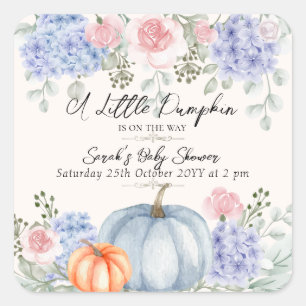Little Floral Pumpkin Halloween Fall Baby Shower  Square Sticker