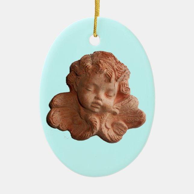 LITTLE FLORENTINE ANGEL Red Ruby Gem Stone Ceramic Tree Decoration (Front)