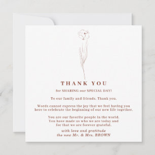 Little Flower Boho Terracotta Indie thank you Invitation