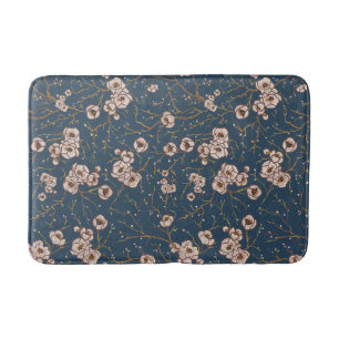 Little flowers light blue pattern bath mat