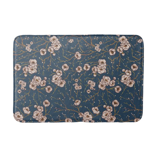 Little flowers light blue pattern bath mat (Front)