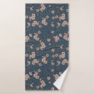 Little flowers light blue pattern bath towel