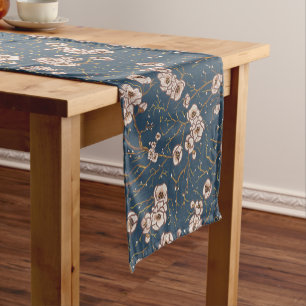 Little flowers light blue pattern short table runner