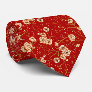 Little flowers on red pattern tie