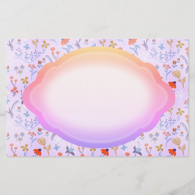 Little flowers pink purple stationery (Front)
