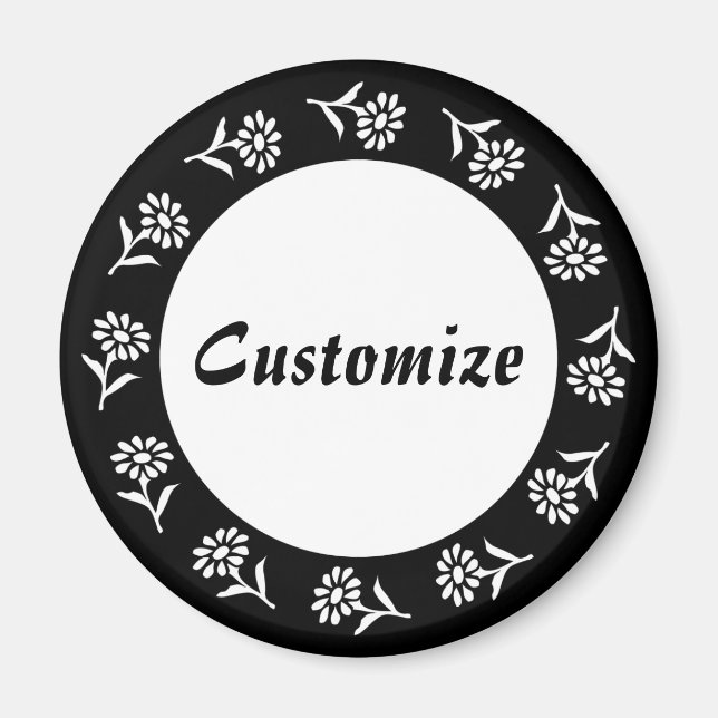 Little Flowers Template - B&W Magnet (Front)