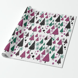 Little Forest Burgundy-Green wrapping paper