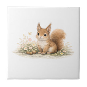 Little Forest Friend Squirrel  Ceramic Tile