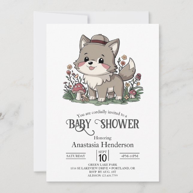 Little Forest Wolf Baby Shower Invitation (Front)