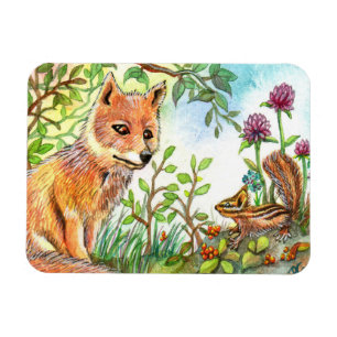 Little Fox And Chipmunk Magnet