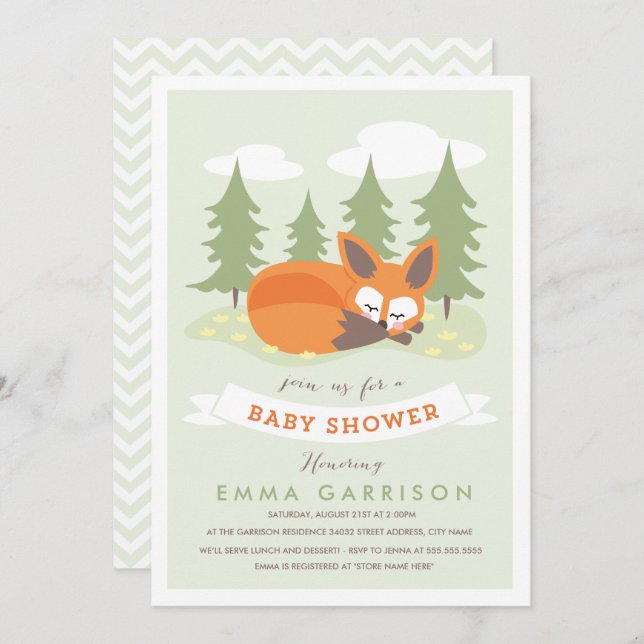Little Fox Baby Shower Invitation (Front/Back)