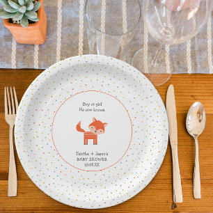 Little Fox baby shower Paper Plate