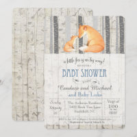 Little Fox Birch Baby Shower Invitation