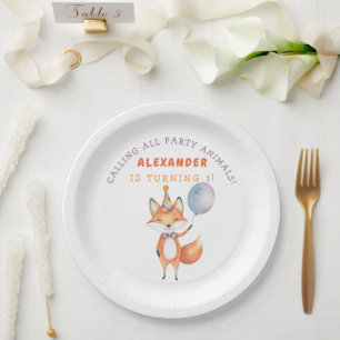 Little Fox Birthday Party Paper Plate