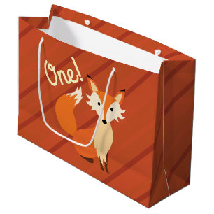 Little Fox Cute Colourful 1st Birthday Party Theme Large Gift Bag