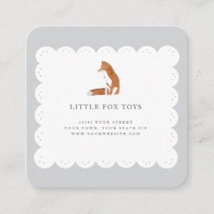 Little Fox Hand Drawn White Scallop Business Card