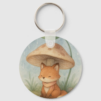 Little Fox in the Rain Key Ring