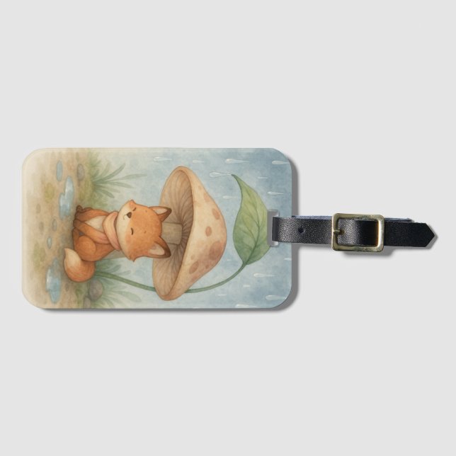 Little Fox in the Rain Luggage Tag (Front Horizontal)