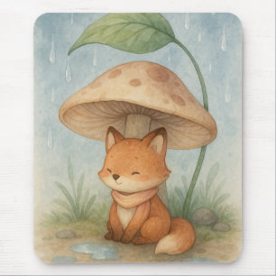 Little Fox in the Rain Mouse Pad