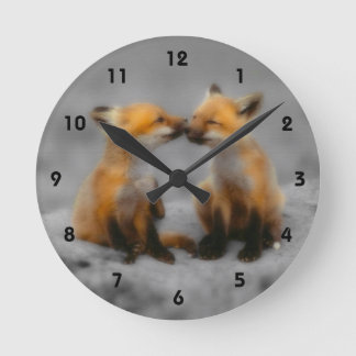 Little Fox Love Round Clock