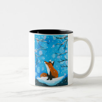 Little Fox Loves Snow Two-Tone Coffee Mug