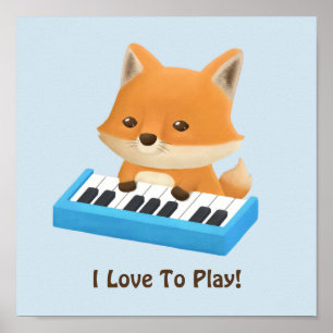 Little Fox Loves to Play Piano Lesson Poster