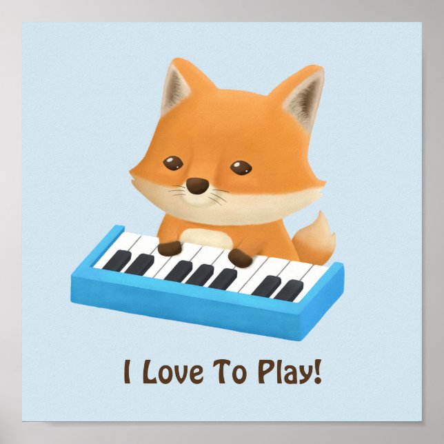 Little Fox Loves to Play Piano Lesson Poster (Front)