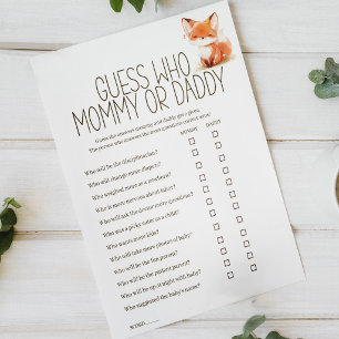 Little Fox Mummy or Daddy Baby Shower Game Poster